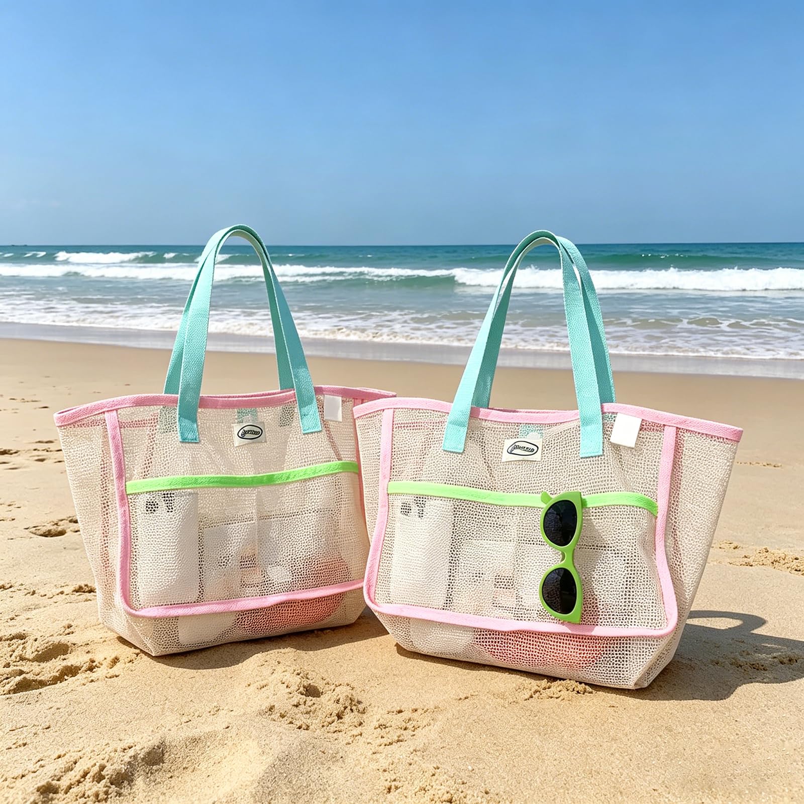 Travel Accessories Bag For Women - Torby plażowe damskie, kolorowe, składane, siatkowe