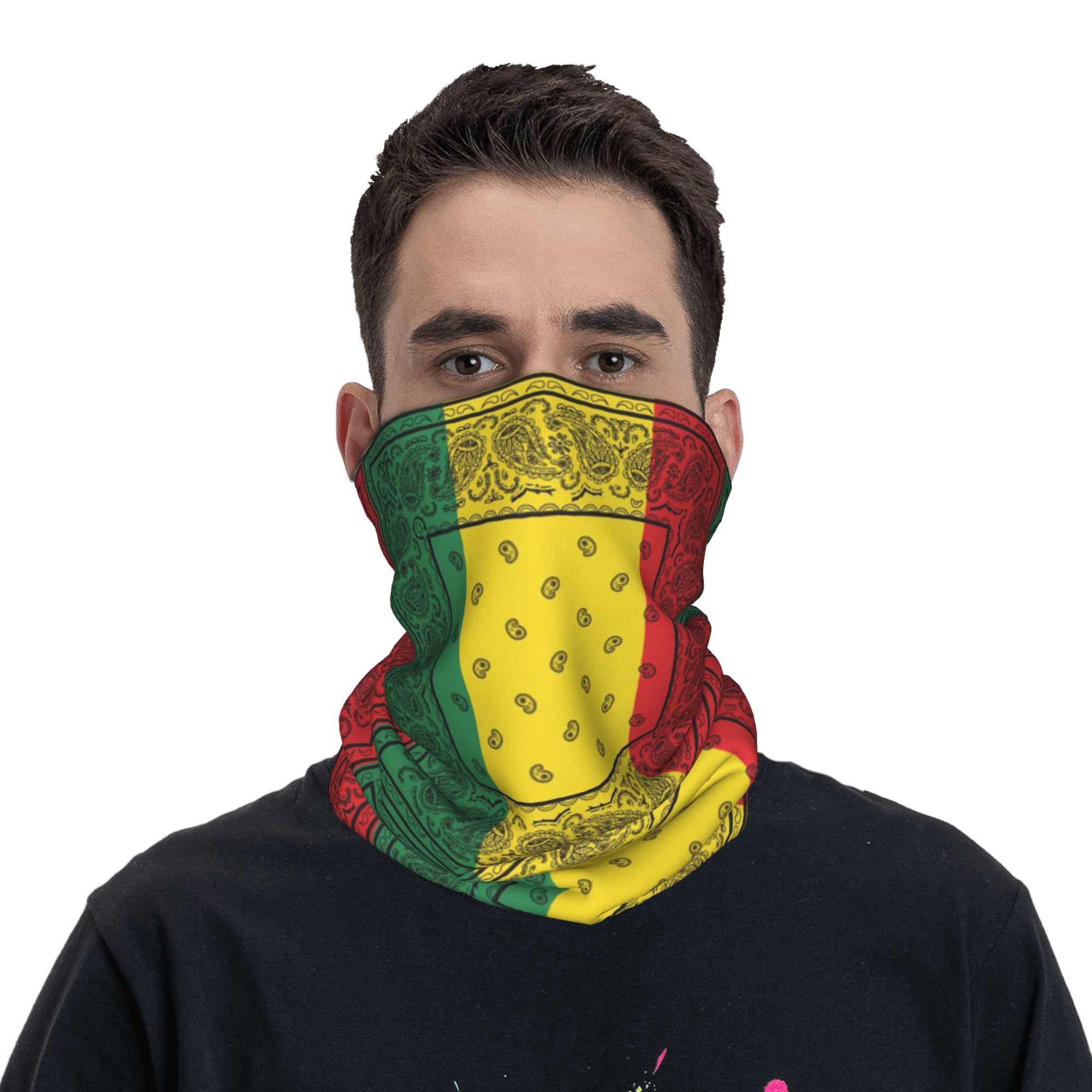 Travel Accessories Neck - Afrykańska Rasta Jamajska Paisley Bandana Komin