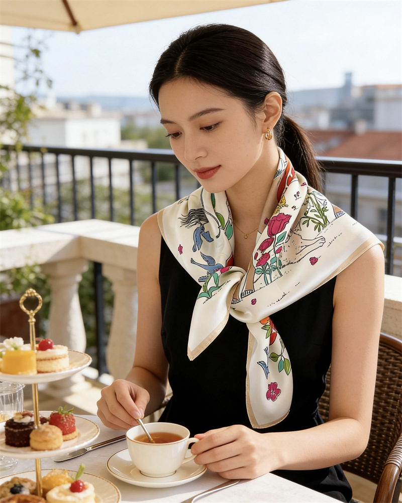 Jedwabna apaszka damska z moty – Travel Accessories Neck recenzja i cena